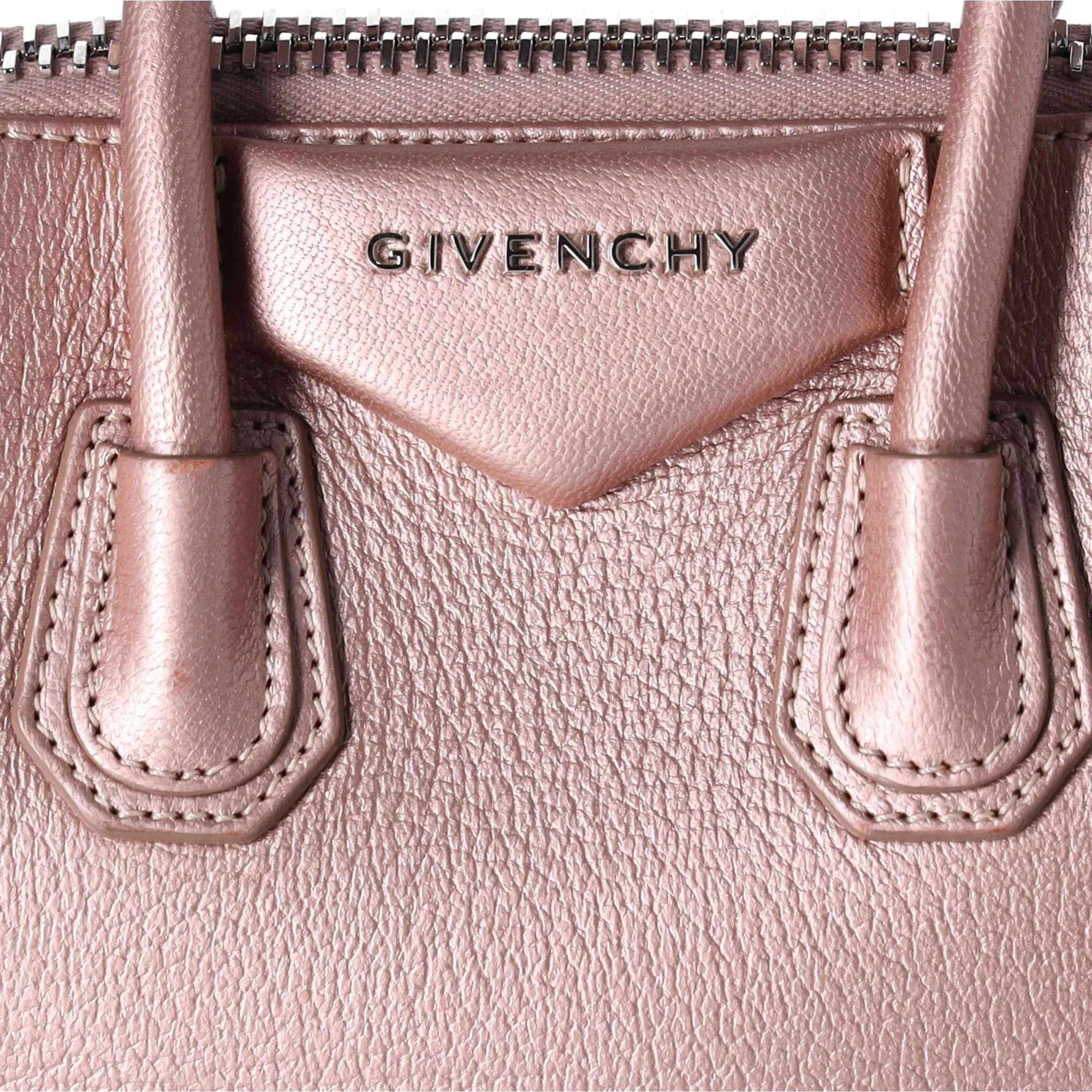 Givenchy Mini Antigona Satchel Shoulder Bag Metallic Rose Gold Pink