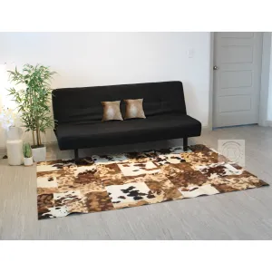 GOLD Metallic On Tricolor Patchwork Cowhide Rug – 7.2ftx 4.11ft  Premium Cowhide Patchwork Rug