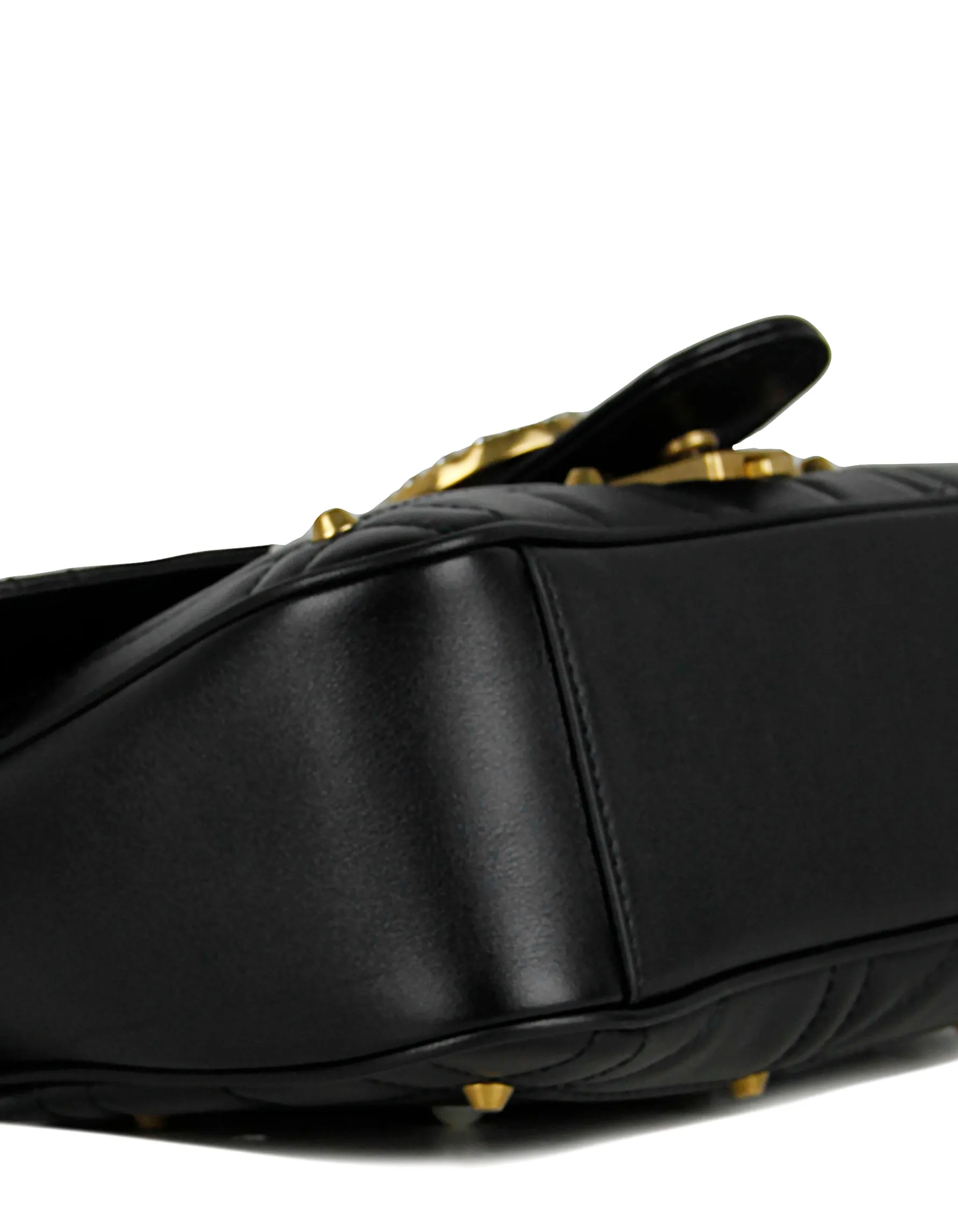 Gucci NWT Black Small GG Marmont Matelassé Pearl Studded Shoulder Bag