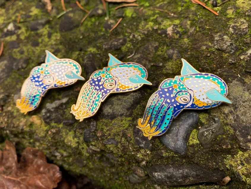 Hawai'ian Bobtail Squid Enamel Pin