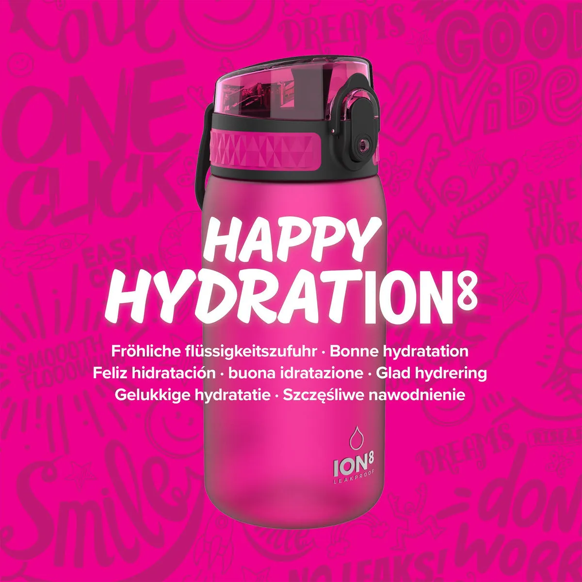 ION8 Pod 400ml BPA Free Water Bottle - Pink