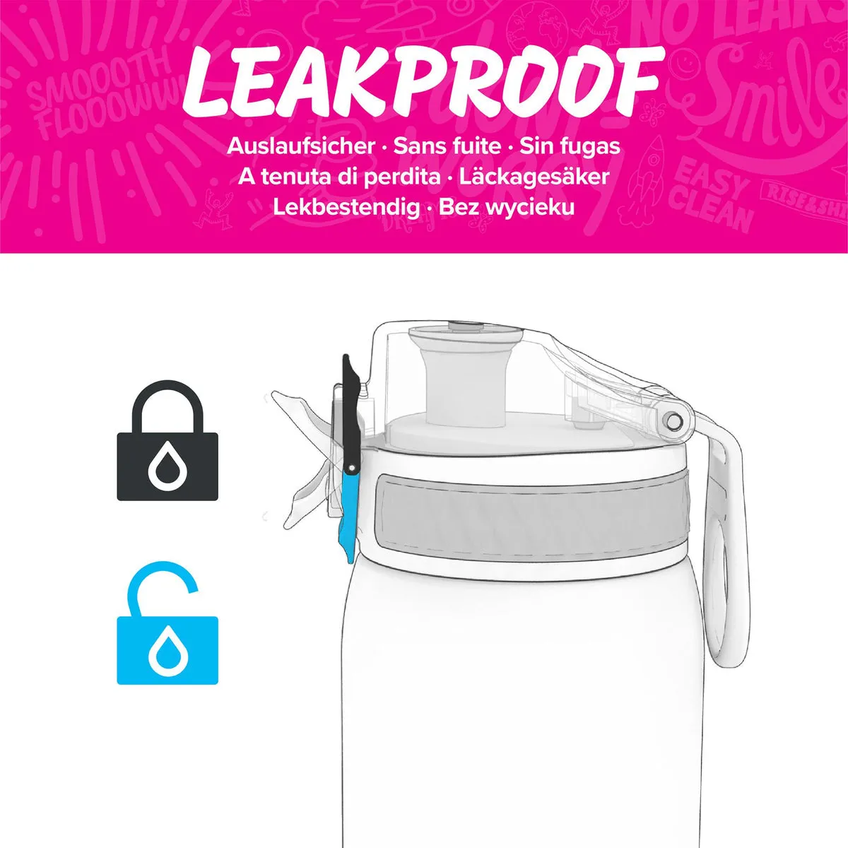 ION8 Pod 400ml BPA Free Water Bottle - Pink