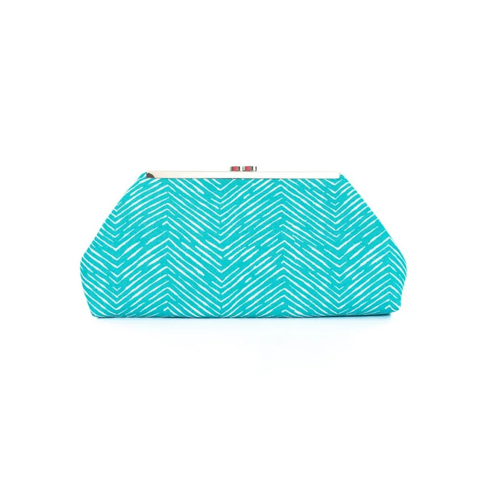 Jazz Clasp - Aquamarine Chevron Clutch