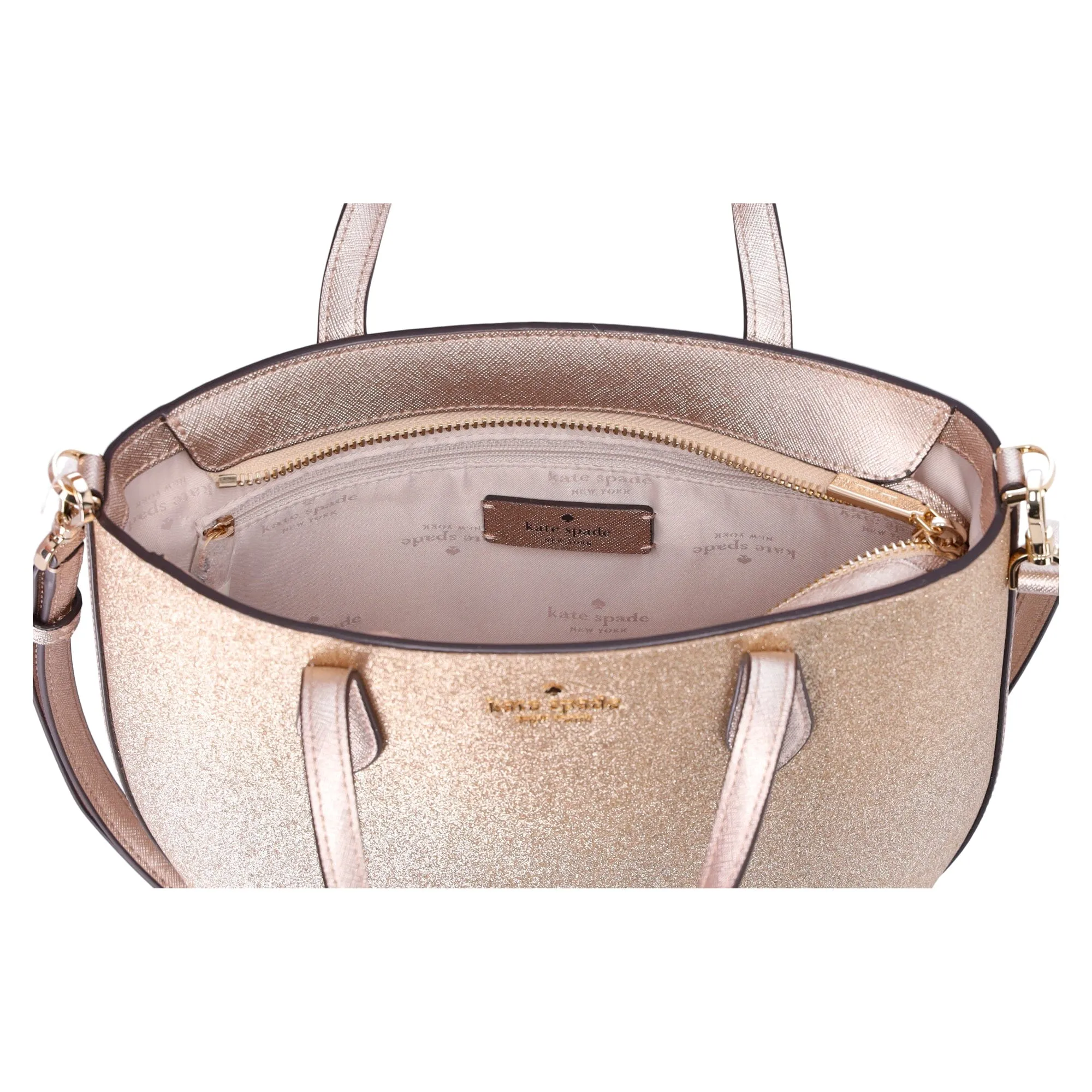 Kate Spade GlitterGlimmer SmallZip Satchel CrossbodyBag Gold Holiday