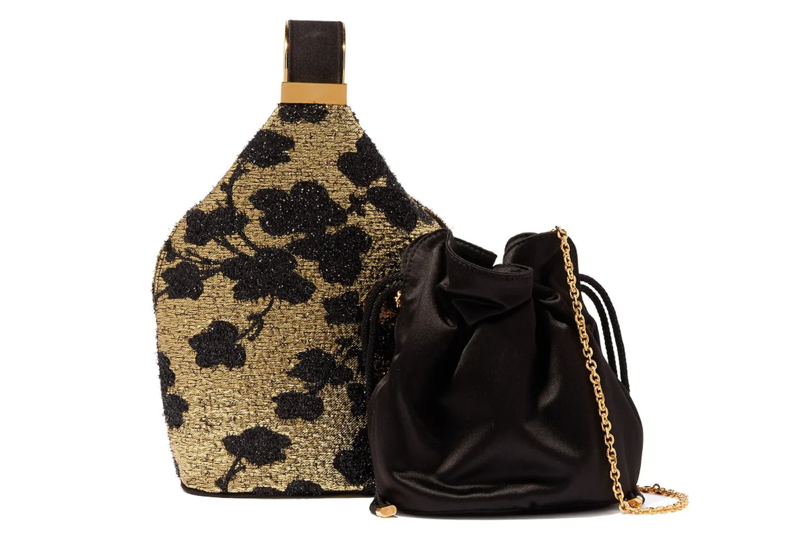 Kit Bracelet Bag in Gold and Black Cherry Blossom Metallic Lurex