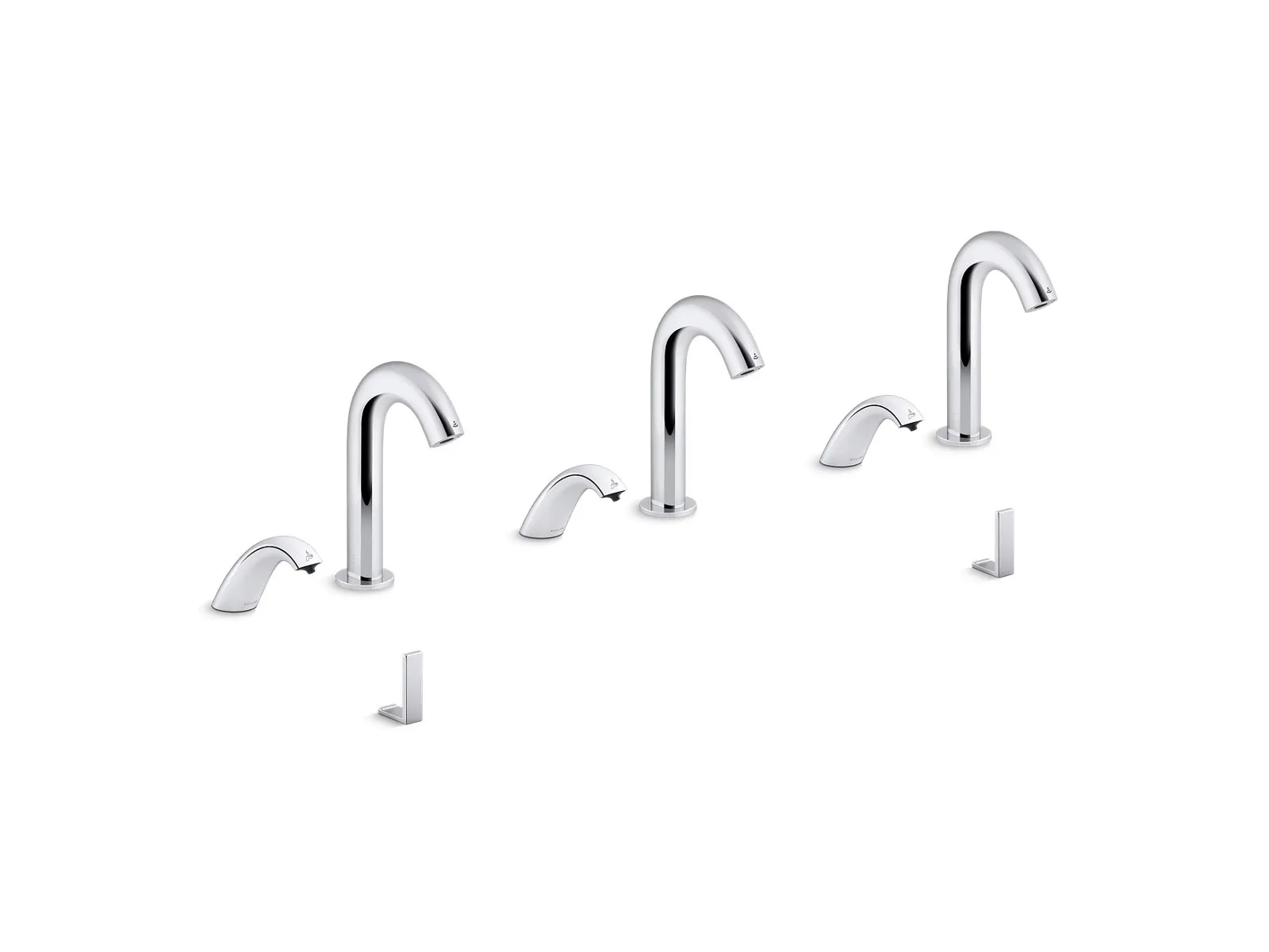 KOHLER K-181031-BB1 Oblo Curve Touchless lavatory faucets and soap dispensers with Kinesis sensor technology, AC-powered, 0.5 gpm