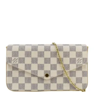 LOUIS VUITTON Felicie Pochette Damier Azur Crossbody Bag Rose Ballerine