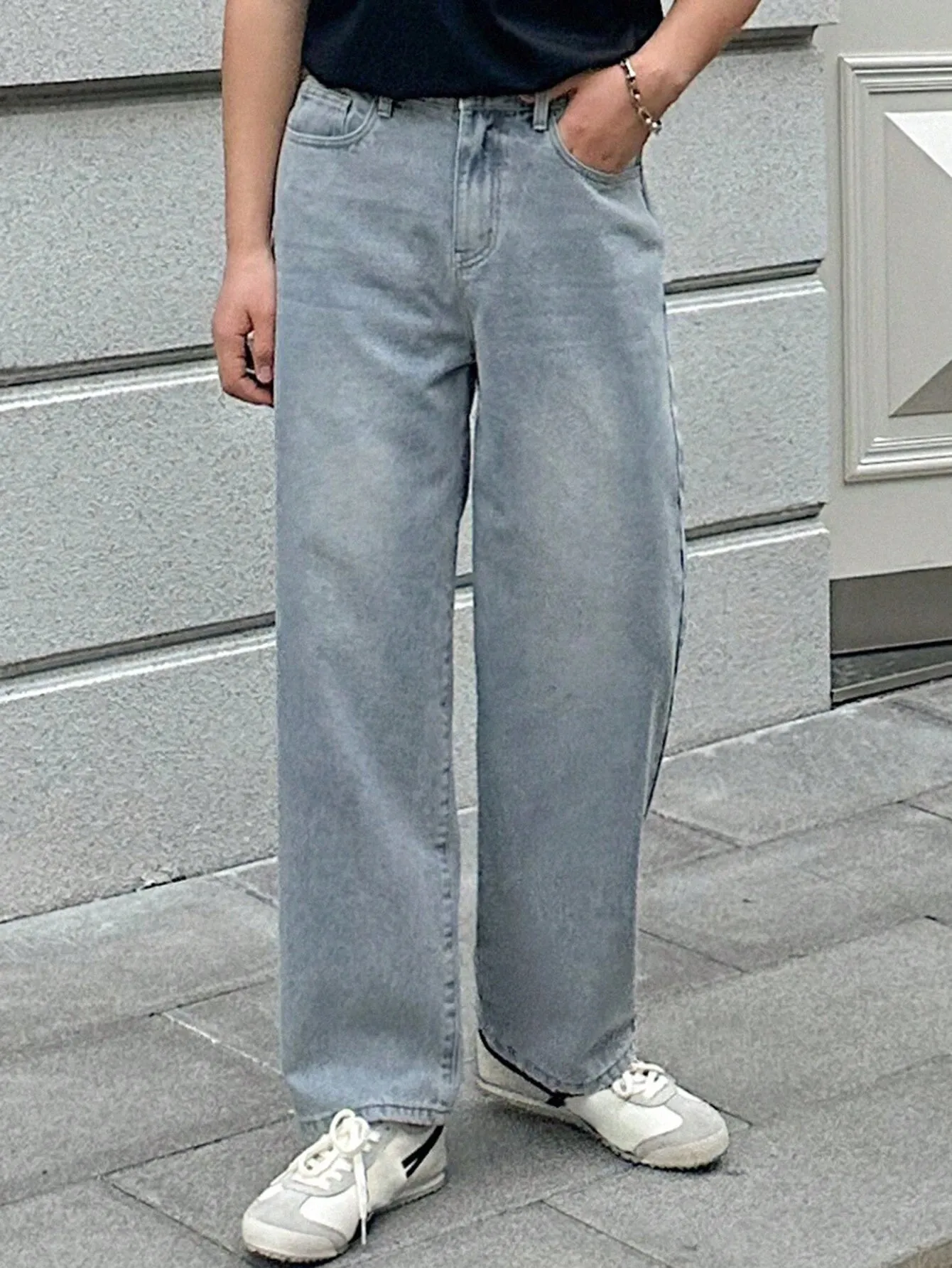 Mens Jeans Slanted Washed On-sale StraightLeg with Pockets Dedicated support DAZY