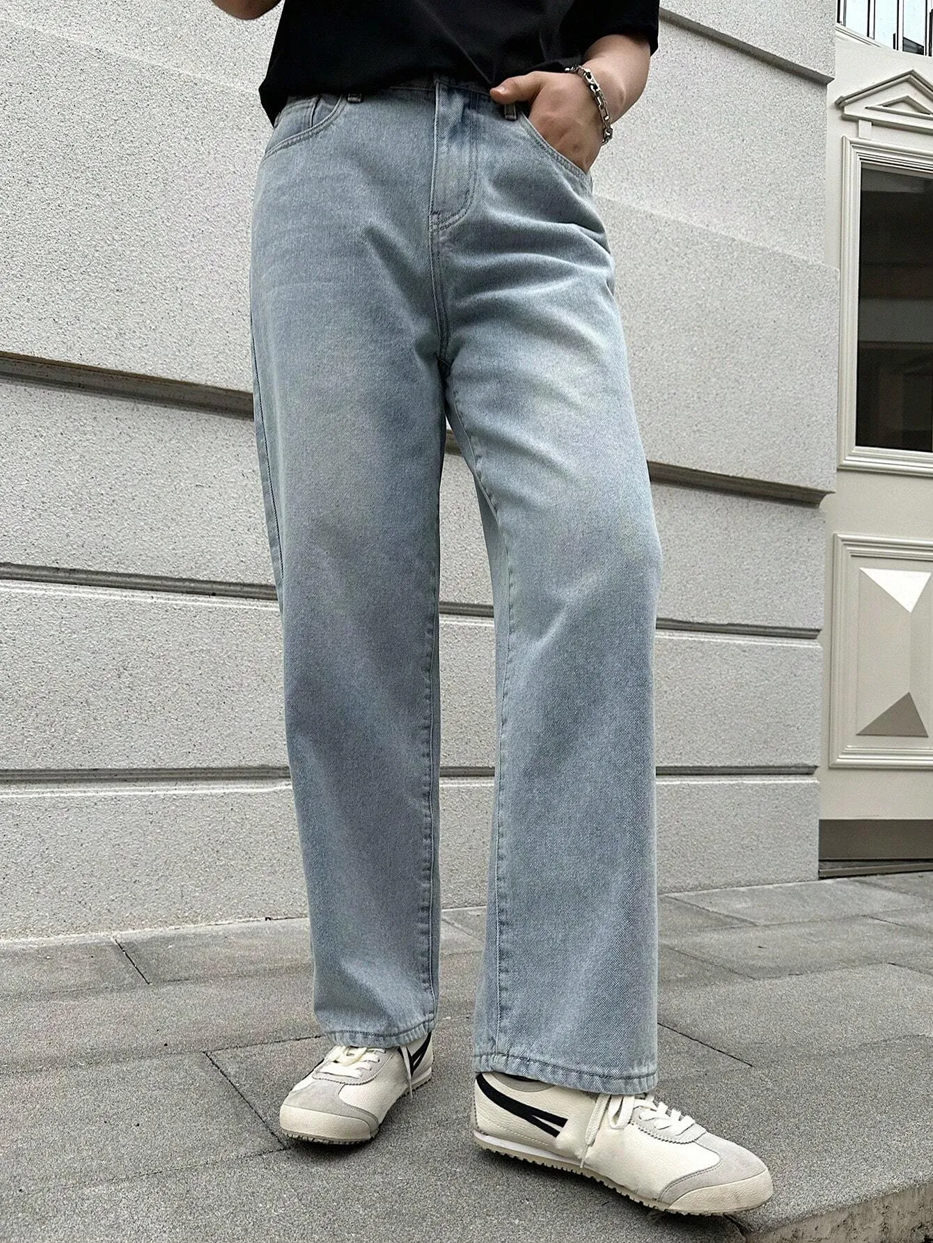 Mens Jeans Slanted Washed On-sale StraightLeg with Pockets Dedicated support DAZY