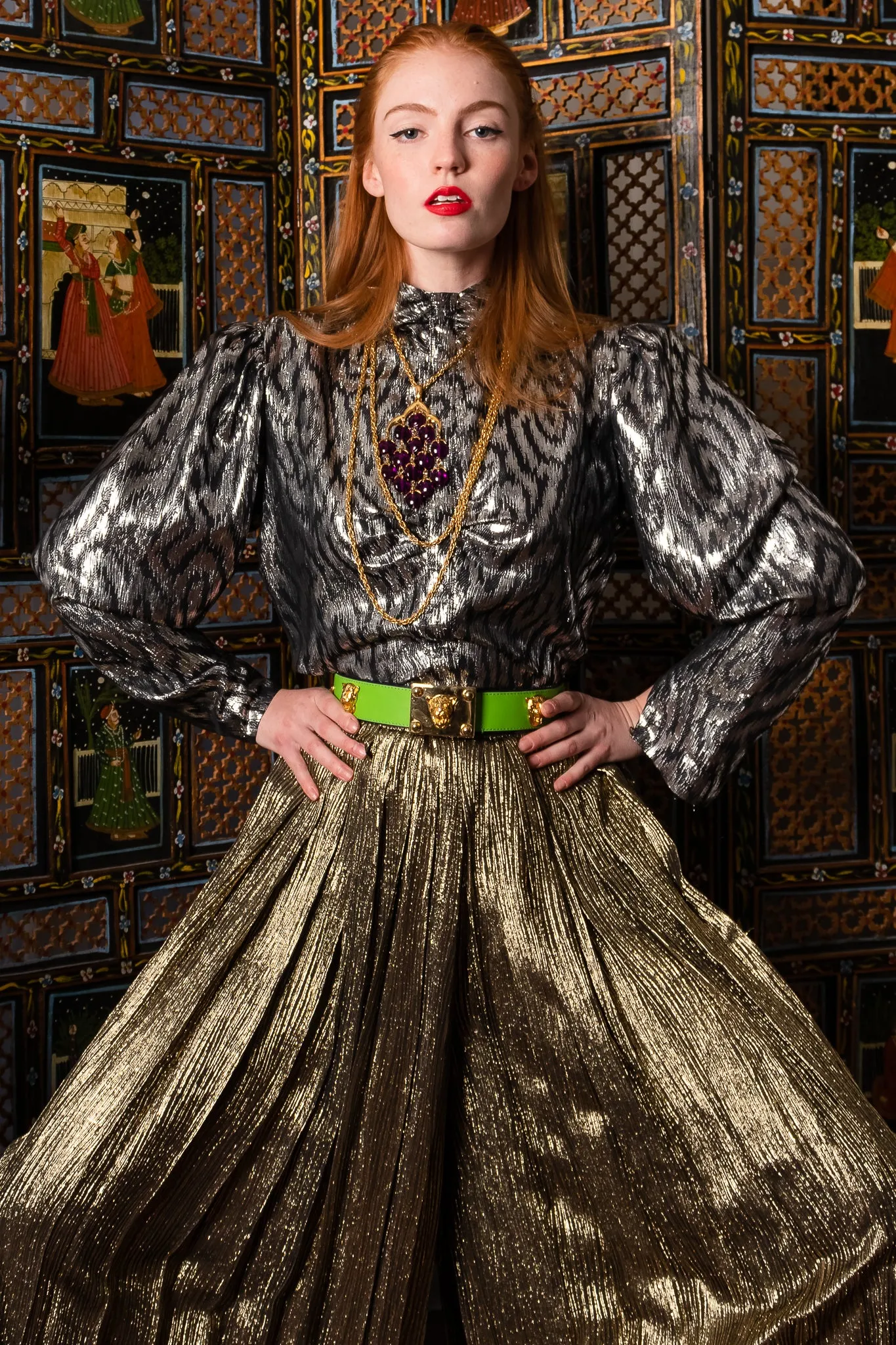 Metallic Ikat Swirl Blouse