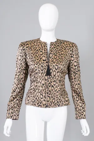 Metallic Lamé Leopard Tassel Jacket