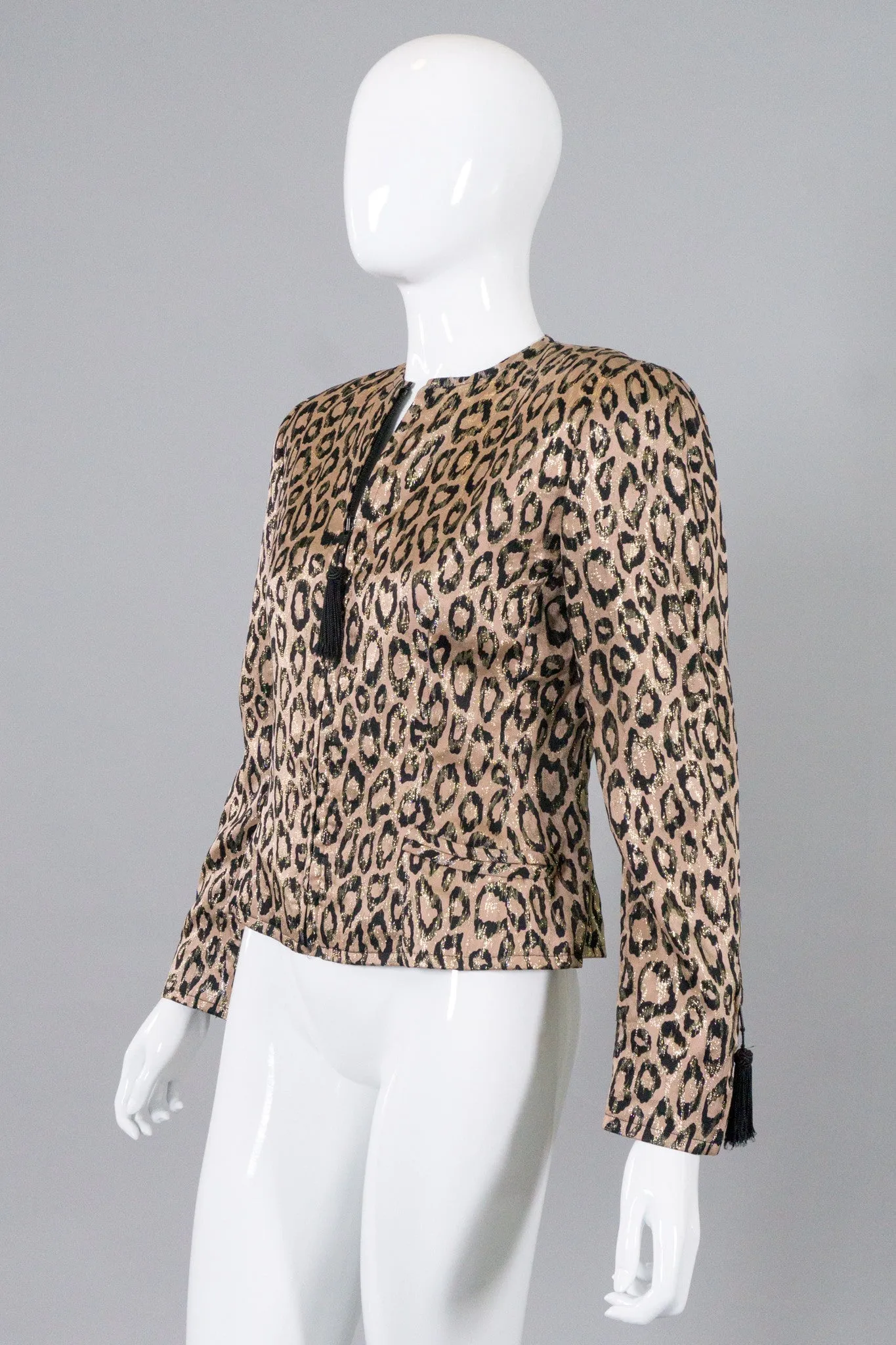 Metallic Lamé Leopard Tassel Jacket