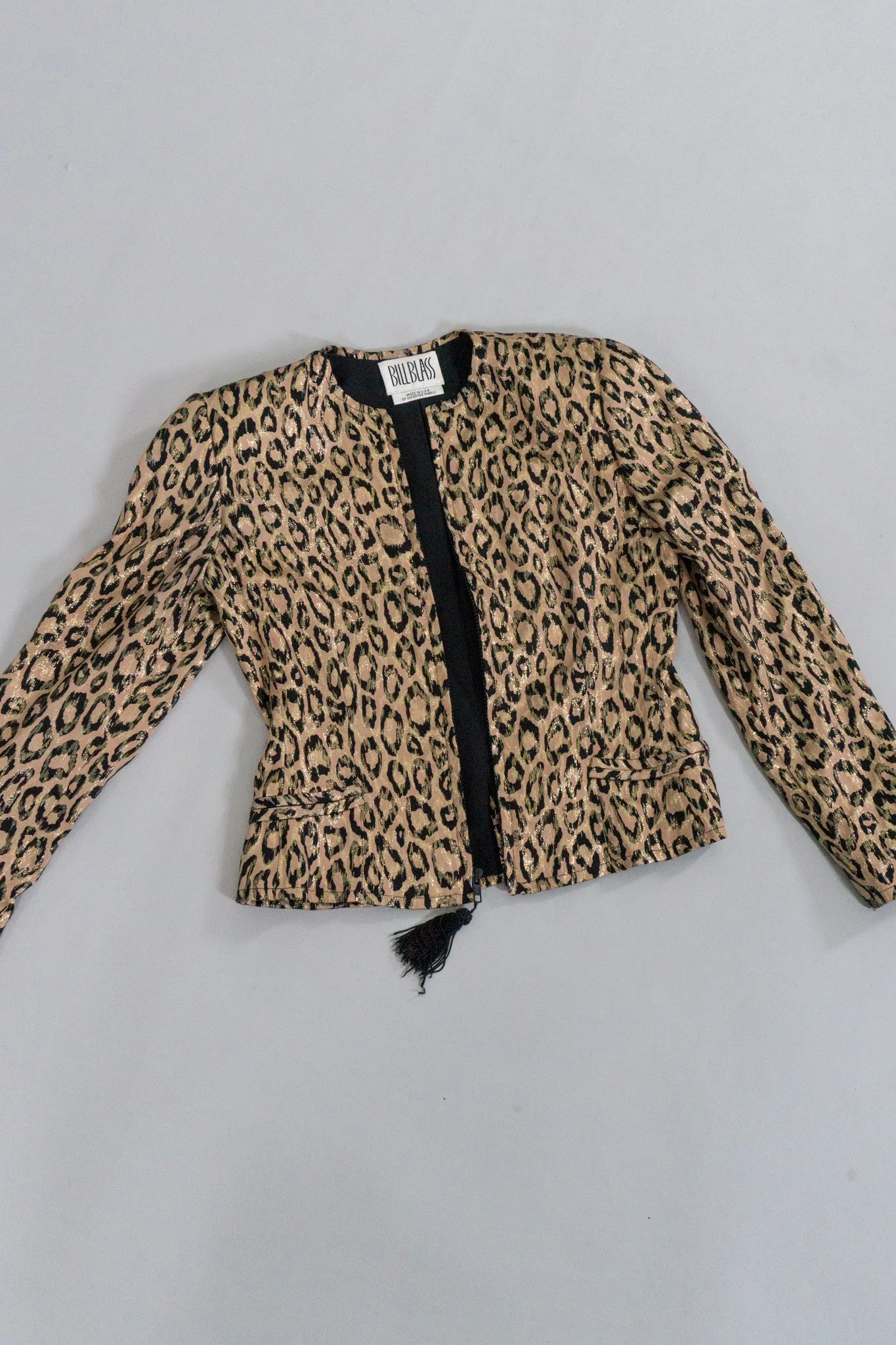 Metallic Lamé Leopard Tassel Jacket