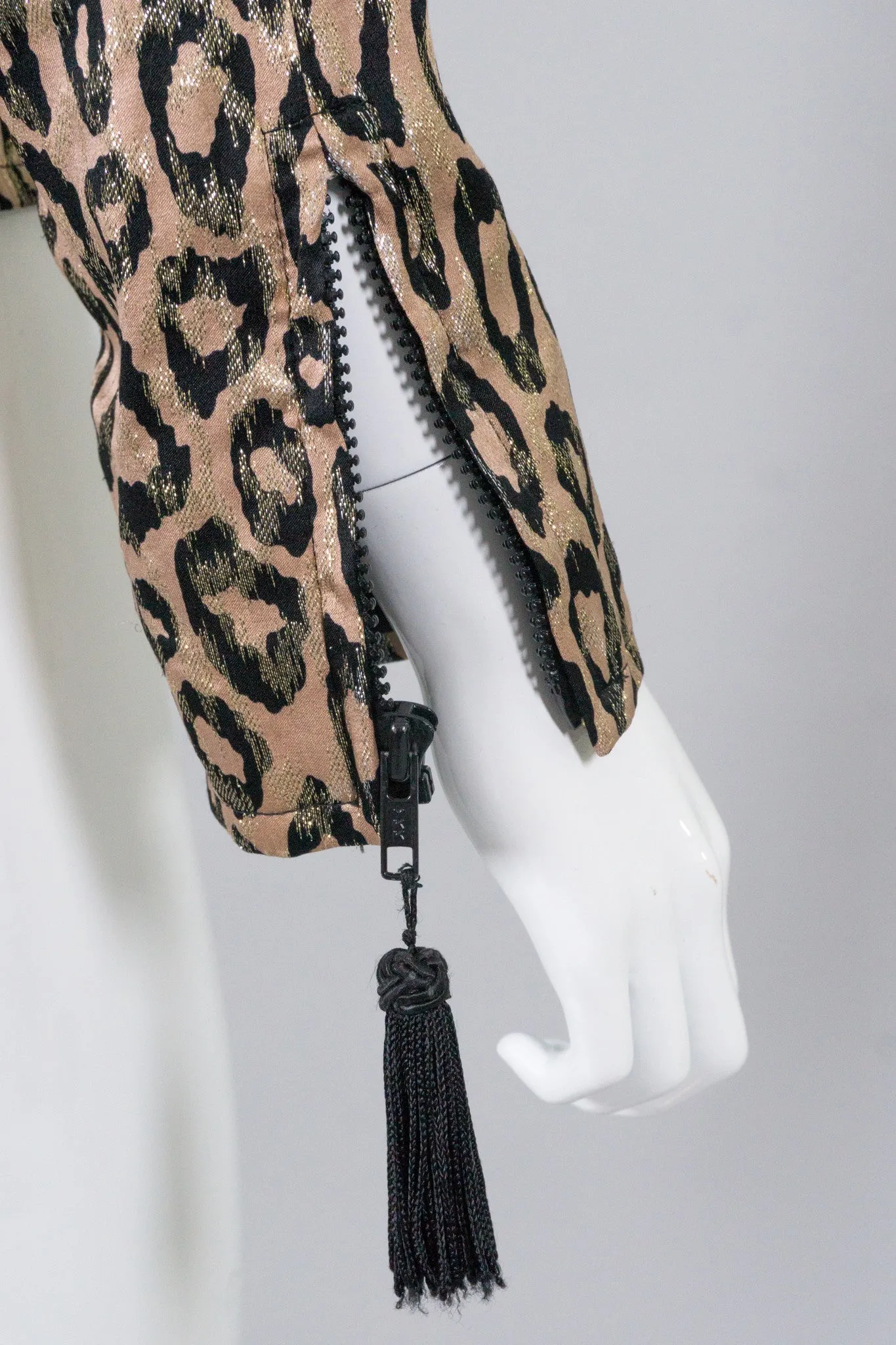 Metallic Lamé Leopard Tassel Jacket