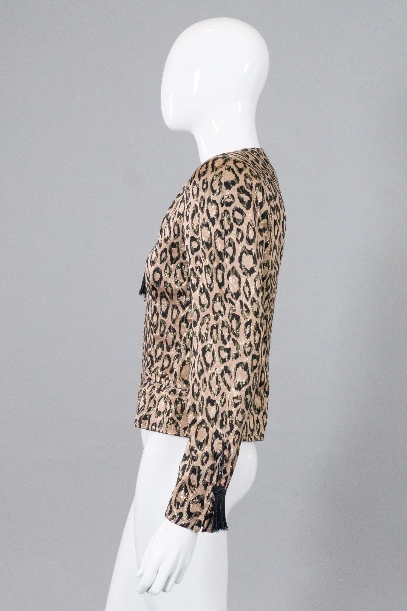 Metallic Lamé Leopard Tassel Jacket