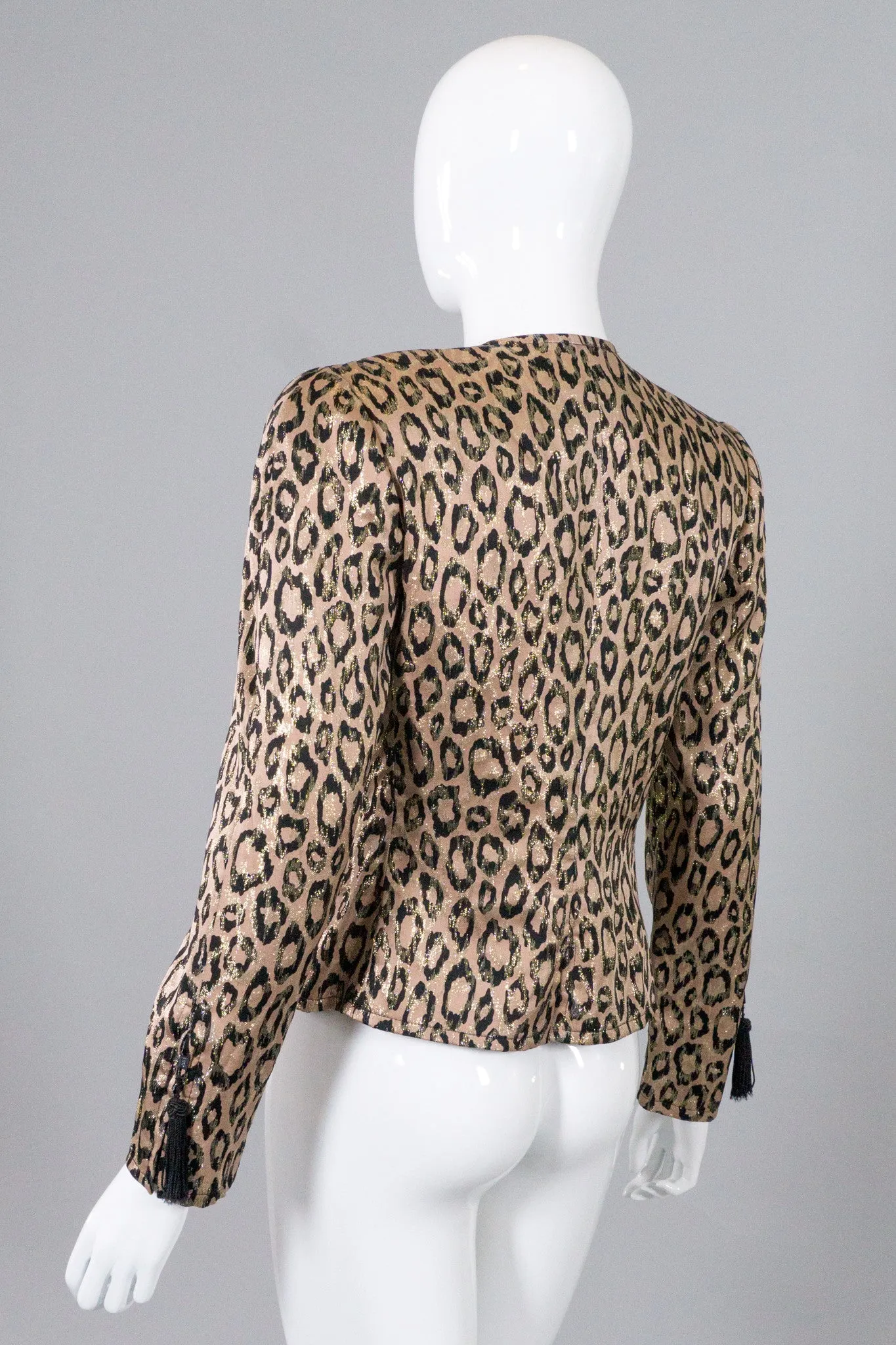 Metallic Lamé Leopard Tassel Jacket