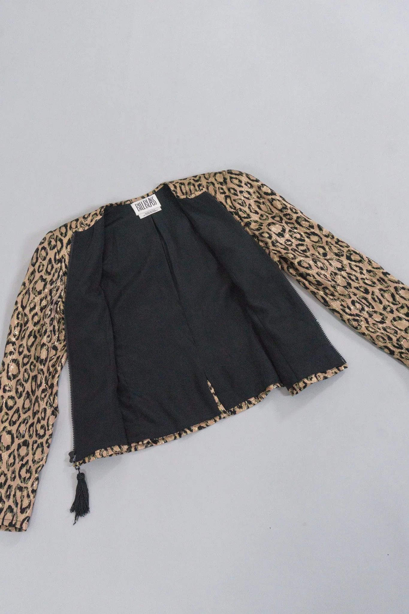 Metallic Lamé Leopard Tassel Jacket