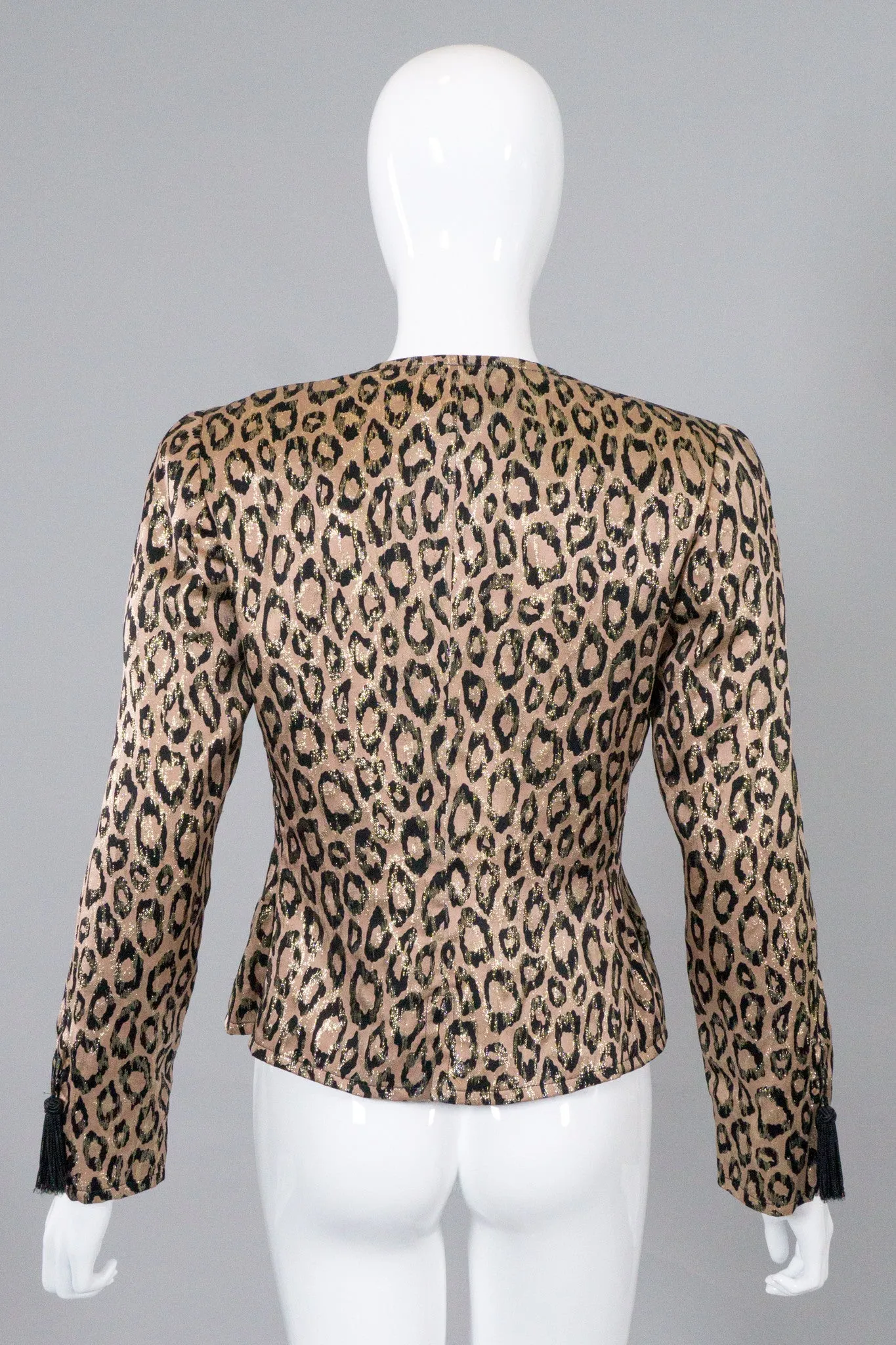 Metallic Lamé Leopard Tassel Jacket