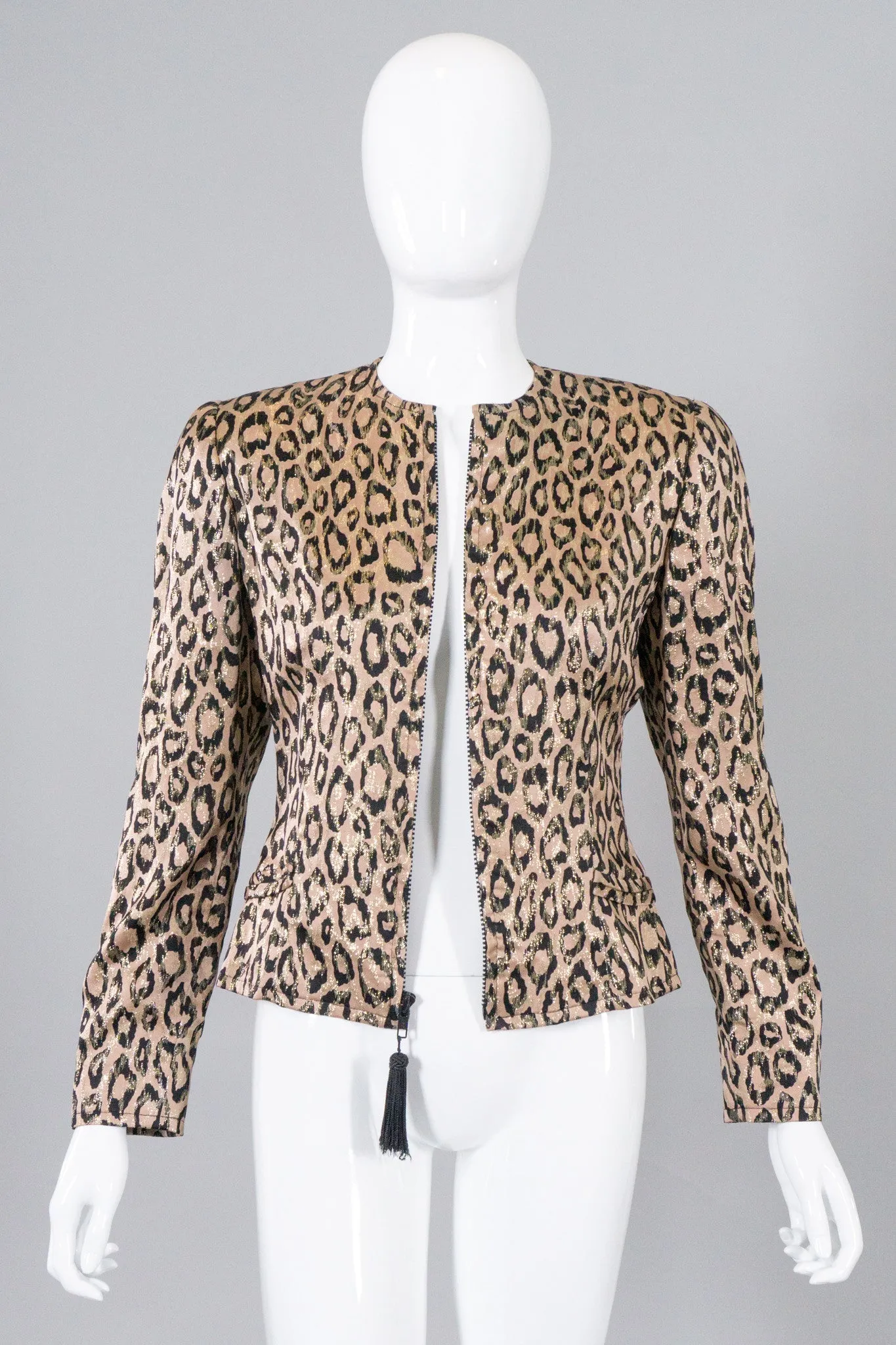Metallic Lamé Leopard Tassel Jacket