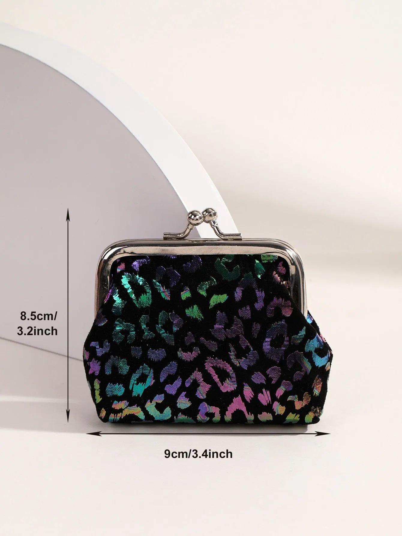 Metallic Leopard Pattern Coin Case - Black- FD ⚡