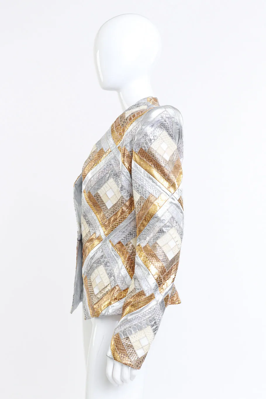 Metallic Patchwork Python Blazer