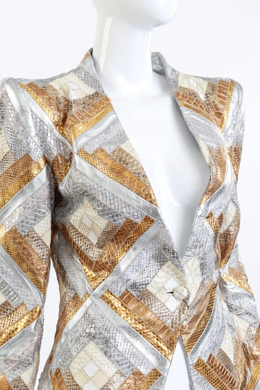 Metallic Patchwork Python Blazer