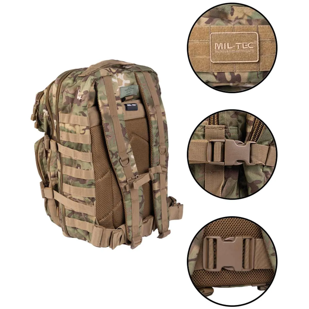 Mil-Tec MOLLE Assault Pack 36L Woodland Arid