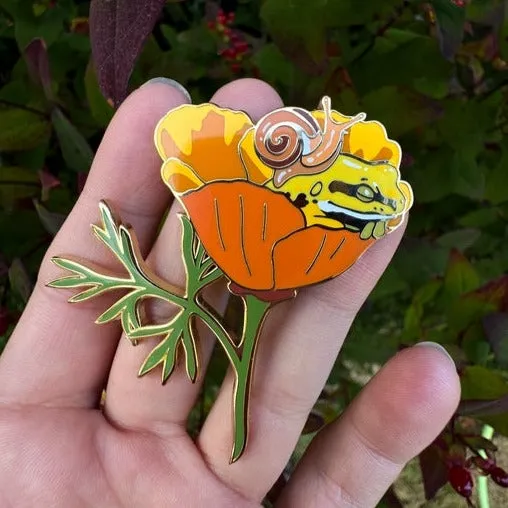 Oregon Forest Snail & Pacific Chorus Frog Enamel Pin