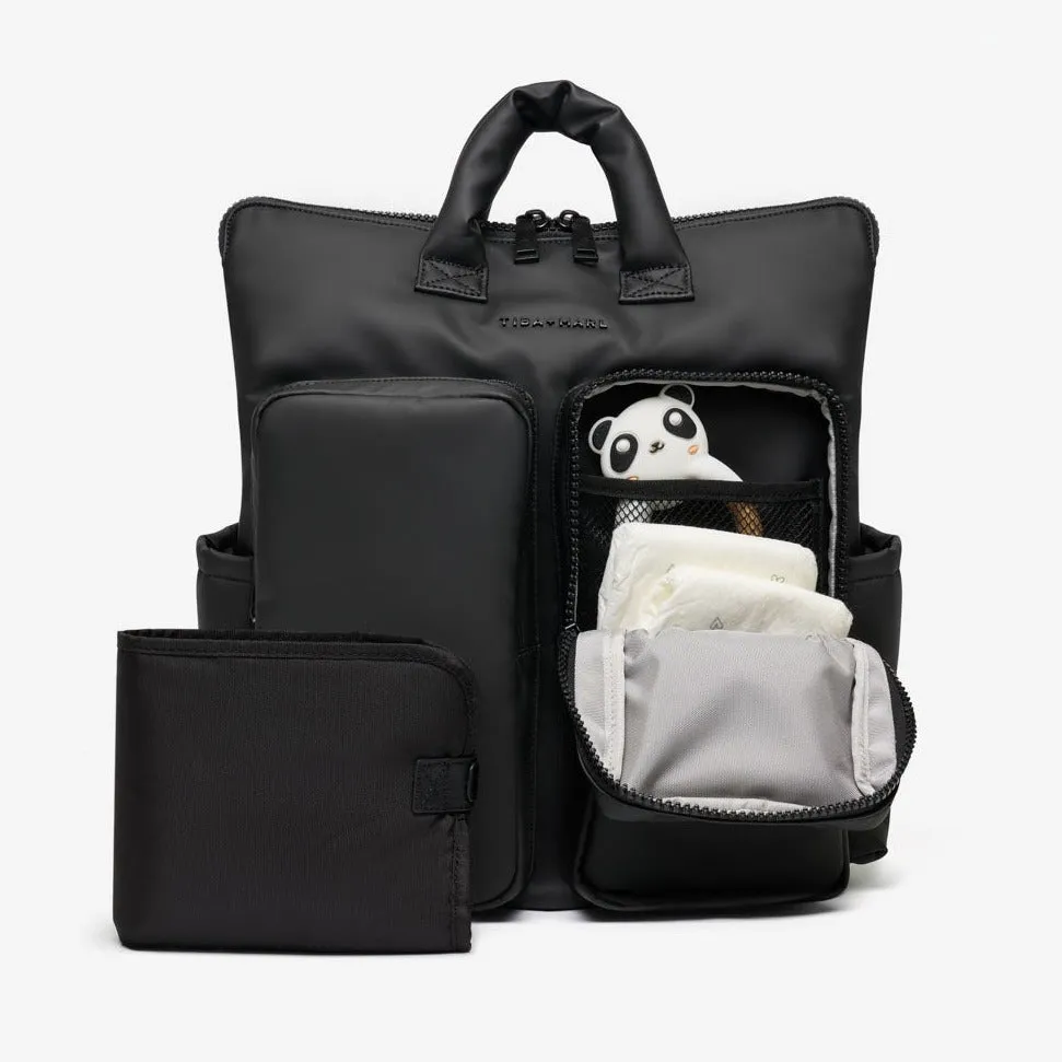 Ozzy Baby Change Tote and Backpack with Mat (Matte Black)