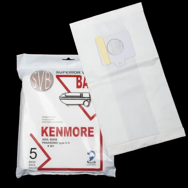 Panasonic Canister C5, C18, Whispertone LG, VC4351 & MCCG902 Paper Bag. Also Fits Kenmore 5055, 50403 & 50558 (Pack of 5)
