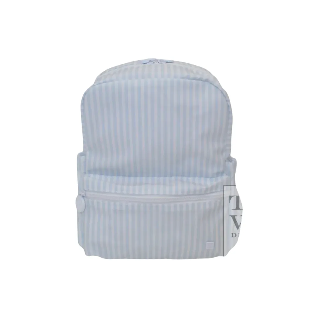 Personalized Nylon Small Backpack Blue Stripe