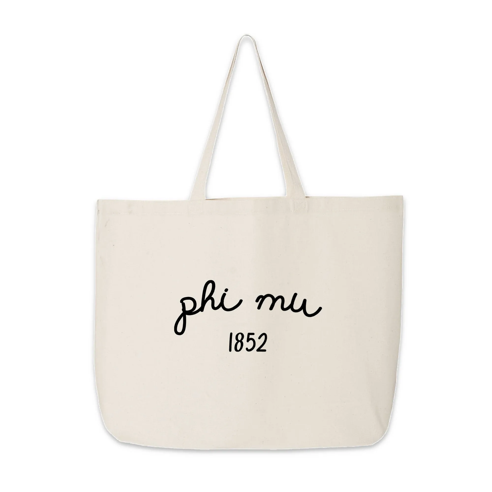 Phi Mu Sorority Name and Founding Date Tote Bag