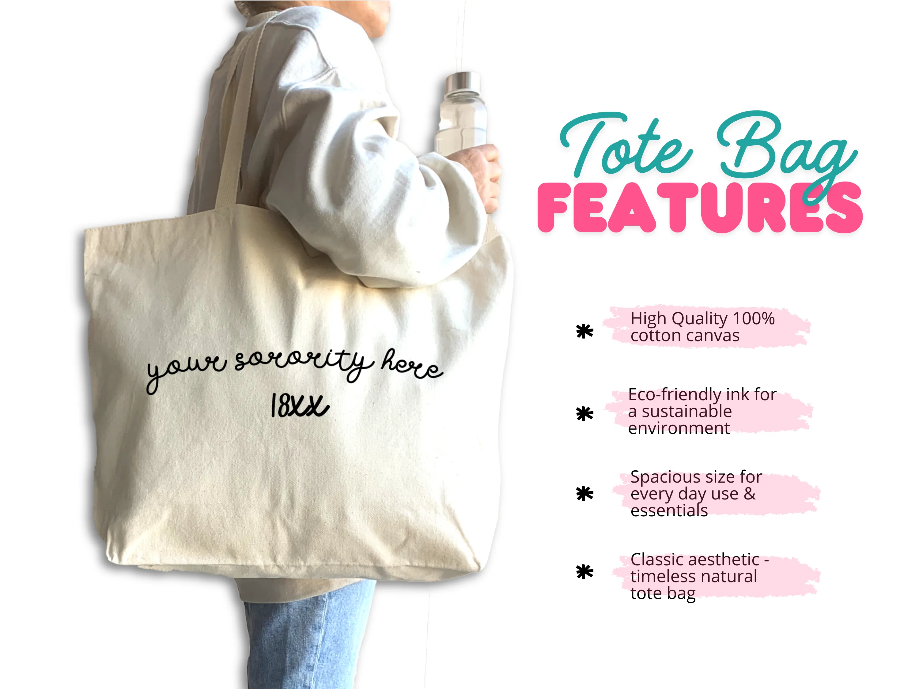 Pi Beta Phi Sorority Name and Founding Date Tote Bag