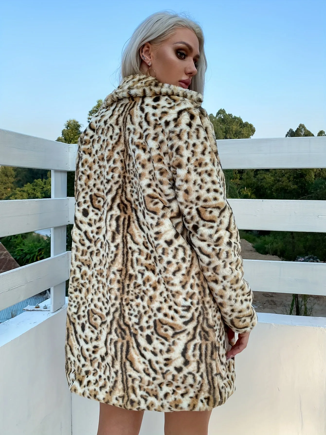 QuickShip Leopard Print Faux Fur Jacket for Women