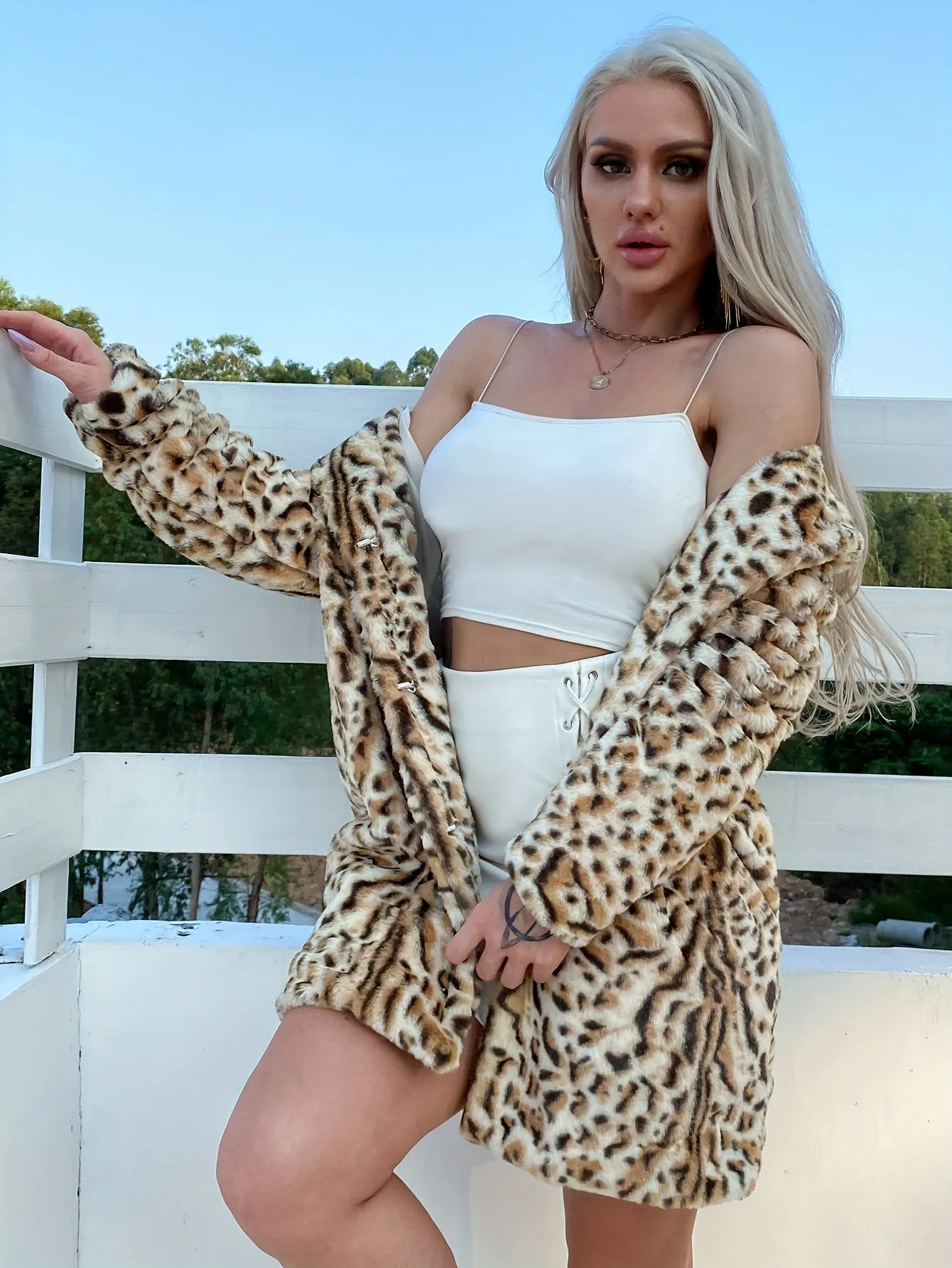 QuickShip Leopard Print Faux Fur Jacket for Women