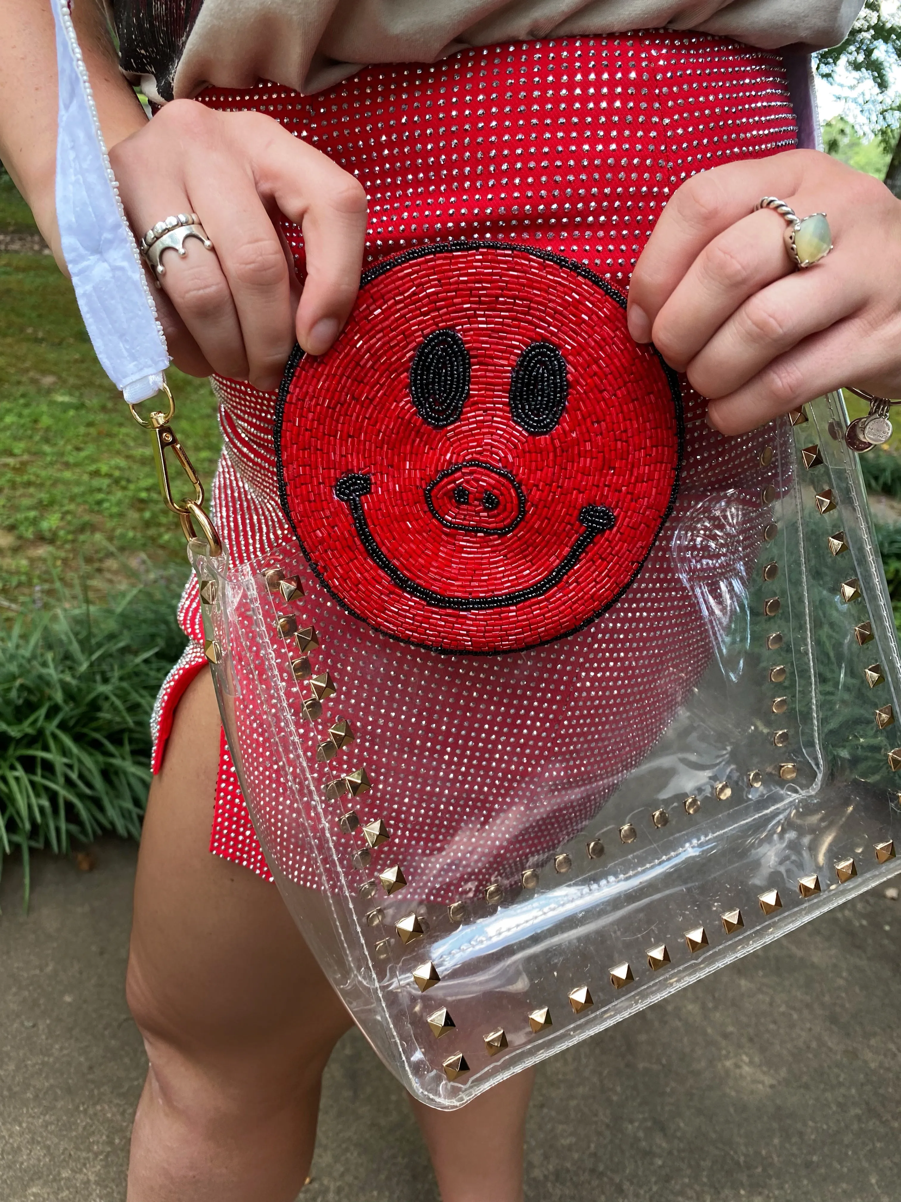 Razorback Smiley Beaded Coin Purse
