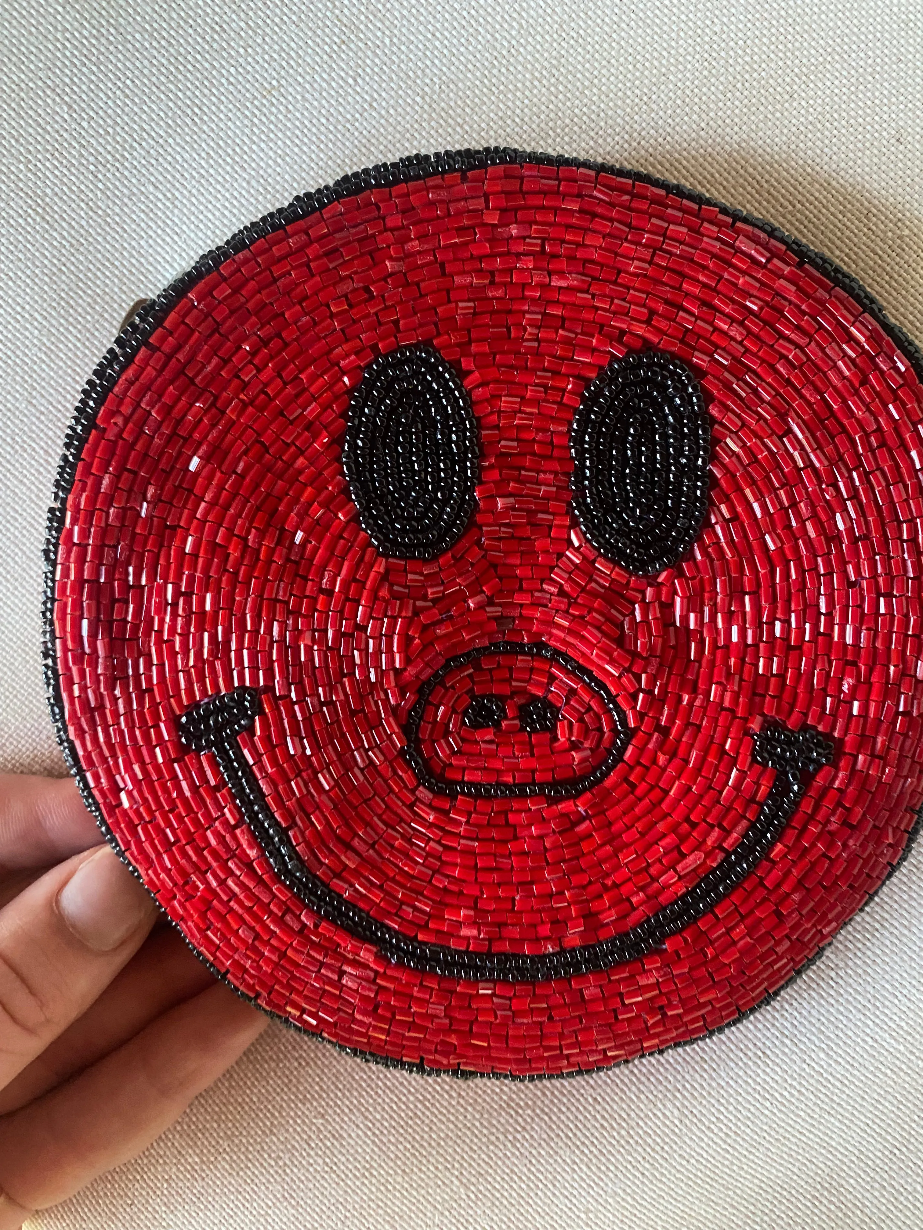 Razorback Smiley Beaded Coin Purse