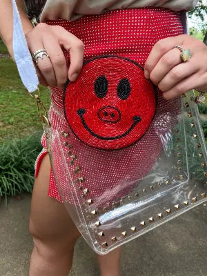 Razorback Smiley Beaded Coin Purse