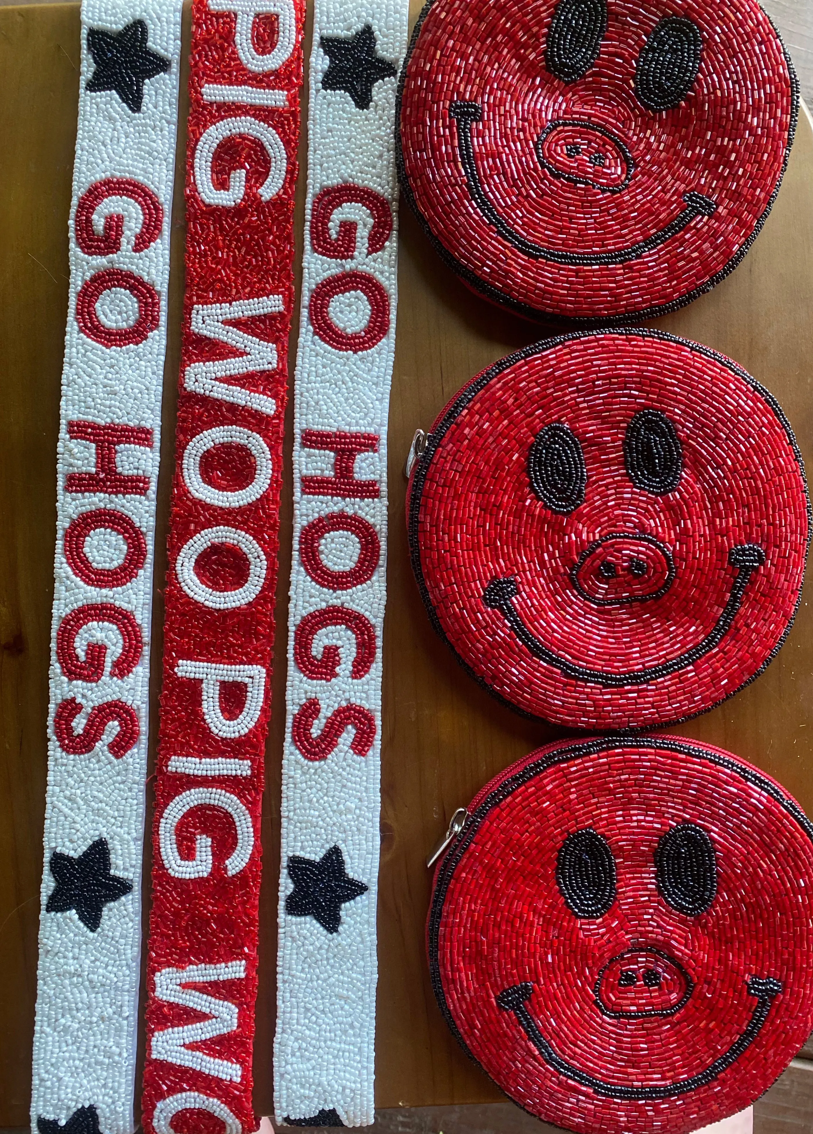 Razorback Smiley Beaded Coin Purse