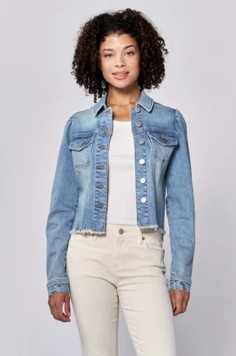 Roselyn Distressed Hem Denim Jacket