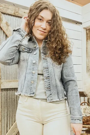 Roselyn Distressed Hem Denim Jacket