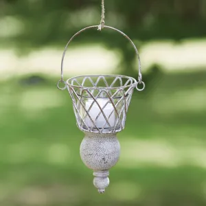 Set of 2 Rustic Hanging Wire Candle Holders