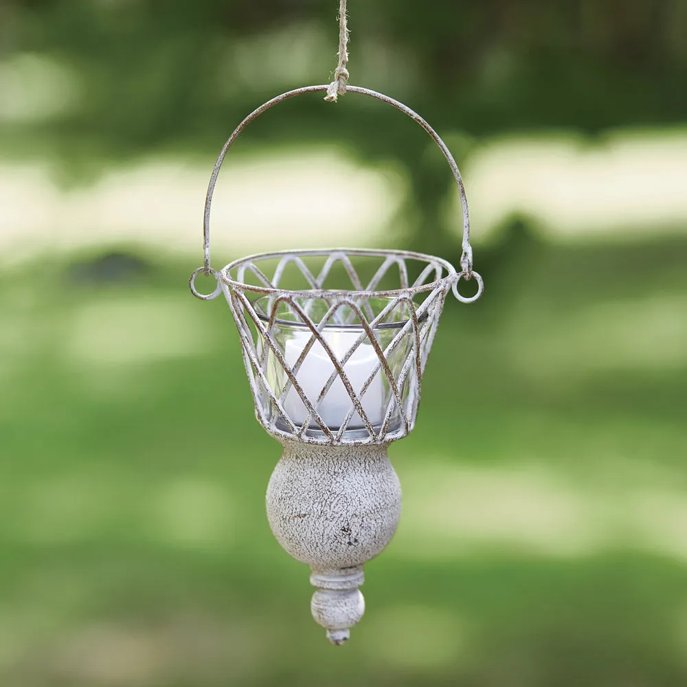 Set of 2 Rustic Hanging Wire Candle Holders