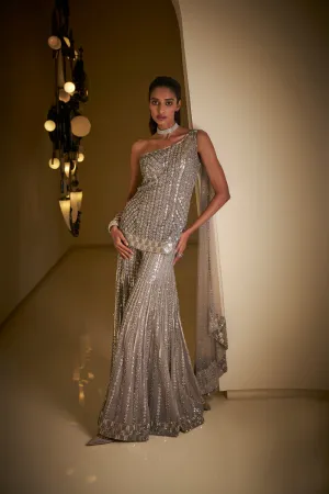 Silver Grey Sequin Sharara Set