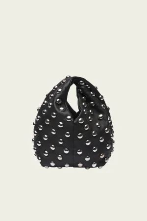 Simone Studded Leather Bag in Black Silver