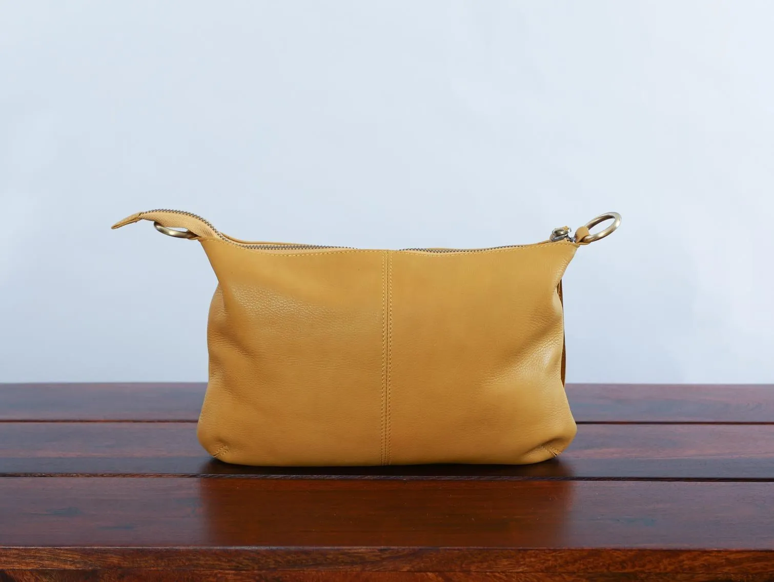 Small Cross body Leather Bag Mustard Yellow