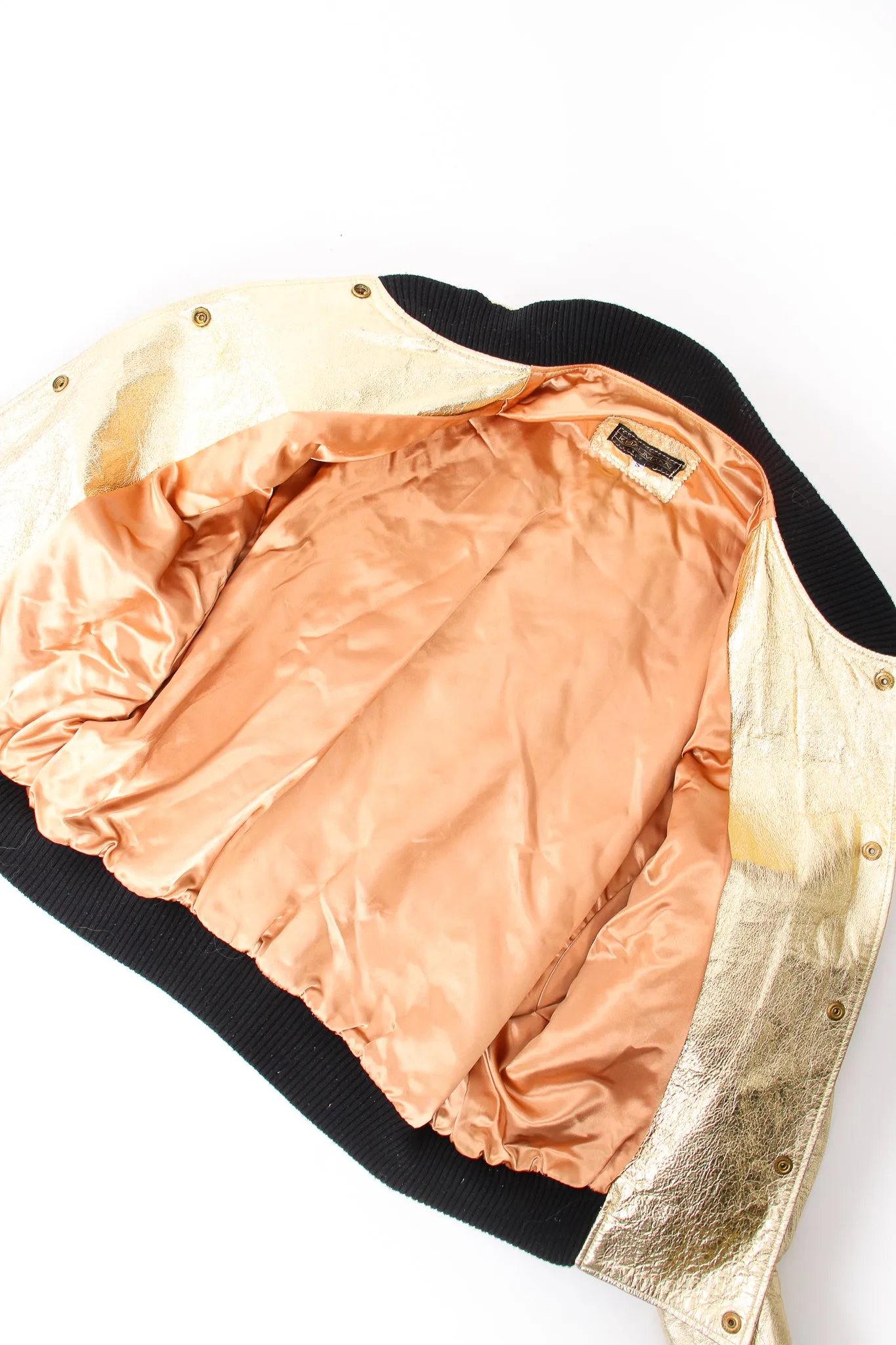 Studded Gold Leather Bomber Jacket