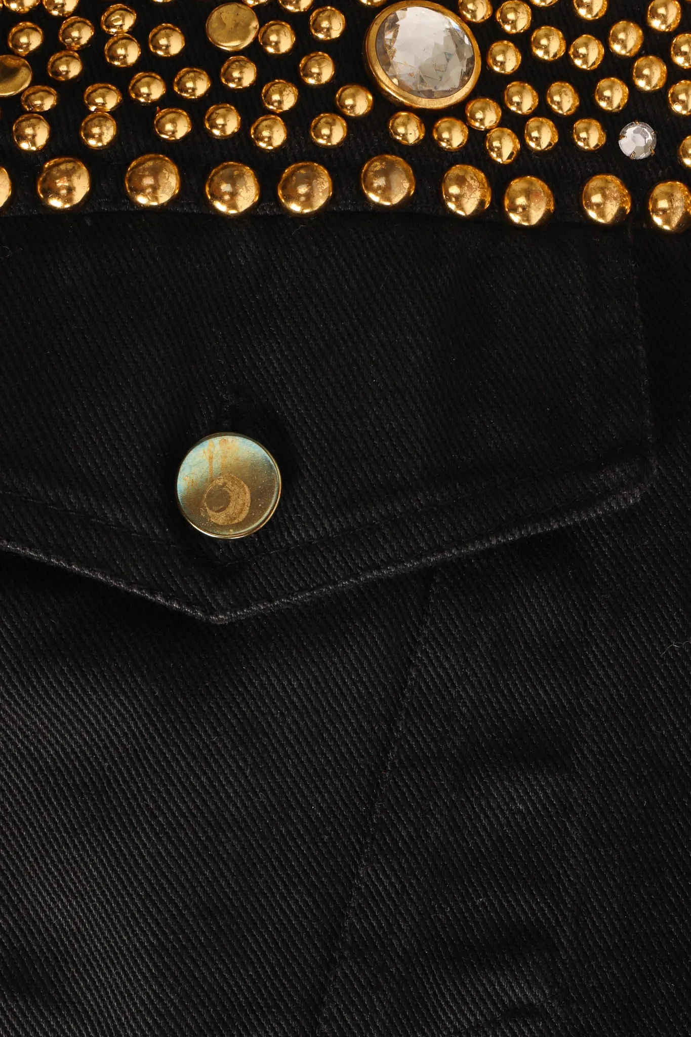 Studded Rhinestone Crop Denim Jacket
