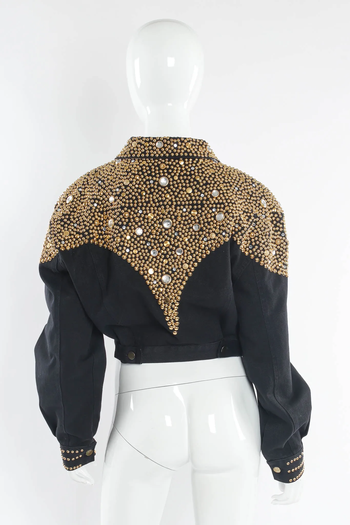 Studded Rhinestone Crop Denim Jacket