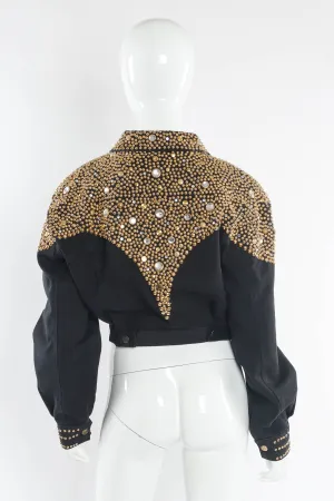 Studded Rhinestone Crop Denim Jacket